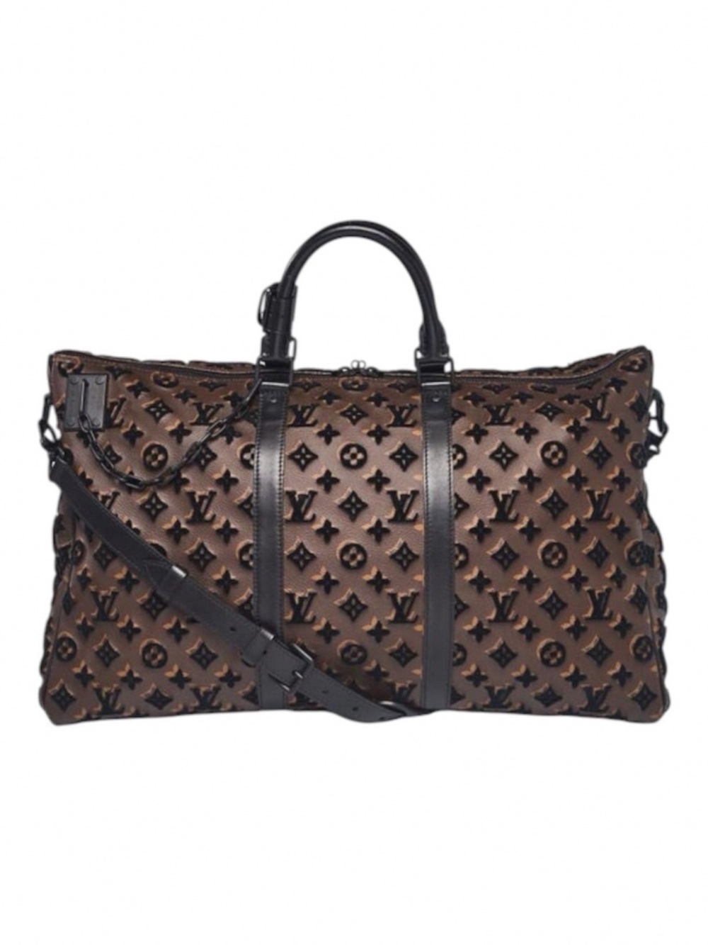 Louis Vuitton x Virgil Abloh Monogram Tuffetage Keepall Triangle Bandoulière 50